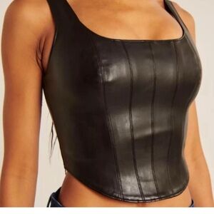 Abercrombie & Fitch Black Faux Leather Crop Top
